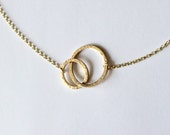 Gold Linked Circles Necklace - Two Circles - Joined Circles - 9 Carat Yellow Gold - Simple Necklace