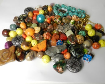 Big Destash Gemstones Glass Mixed Lot Assortment Acrylic Magnesite Assorted Variety Destash Jewelry Supplies