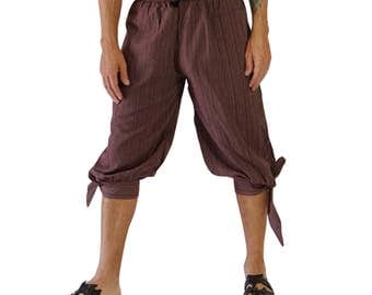 BUCCANEER PANTS Striped BROWN - Steampunk, Pirate Pants, Harem Pants, Medieval Clothing, Renaissance Festival, Burning Man, Larp Costume
