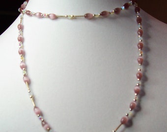 Soft Lavendar Glass Beaded Necklace and Earring Set