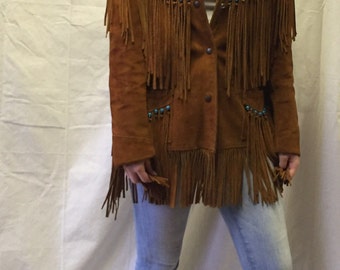 Vintage Rust Suede Fringe Jacket
