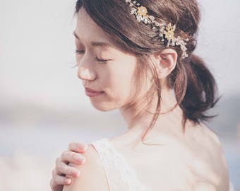 Wedding Headpiece, Bridal Headpiece, Bridal Hairpiece DANA - Delicate Gold Floral Hair Vine