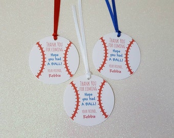 BASEBALL Party Favor Tags *Sports Gift Tags *NY Yankee Party *Baseball Baby Shower *Thank You Hope You Had a Ball Favor Tag *PERSONALIZED