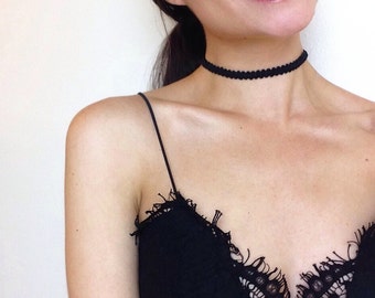 Black Woven Cord Thin Tattoo Choker-SALE!