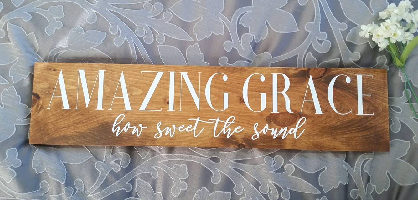 Amazing Grace Sign Amazing Grace Wall Art Rustic Wood Sign