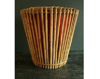 Vintage WWII Bamboo waste paper basket, South east Asia campaign.