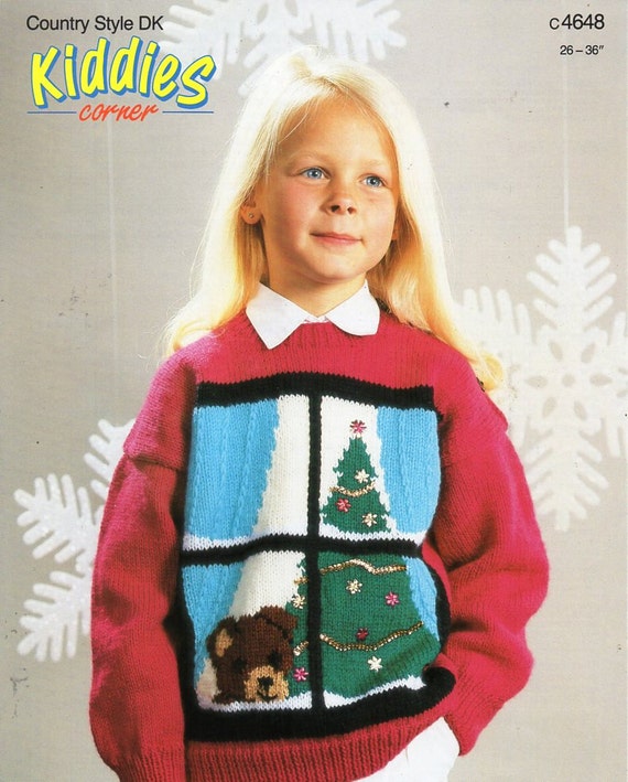 childrens Christmas jumper knitting pattern PDF Christmas tree childrens Christmas jumper knitting pattern PDF Christmas tree
