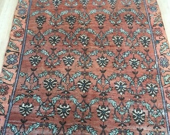 Lovely large Oushak Distressed Rug (223 x 135cm) Area Floor Rug, Peach Rust Color Faded Bohemian Living Room Hallway Carpet Rug