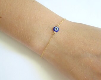Evil eye bracelet, minimal evil eye bracelet, rose gold, Sterling silver Evil eye bracelet, protection bracelet, Dainty gold bracelet