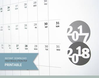 2017 2018 Calendar Mid Year Planner Business planner New financial year Wall Calendar A1 Large Organiser PRINTABLE Family Calendar Office