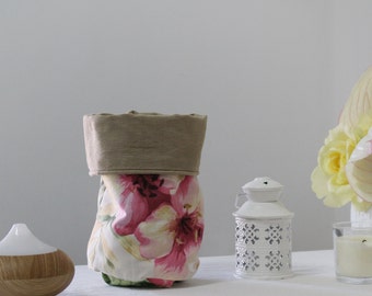 Floral, Storage Basket Bin, Make up Bag, Nursery Decor, Shabby Girls Nursery, Storage Basket, Home Decor, Bathroom Organizer, Gift for Her