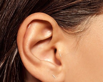 Silver Cartilage Stud, Silver Helix Stud, Silver Tragus Stud, Silver Bar Stud, Tiny Stud Earrings, Bar Earrings, Cartilage Stud, Staple Stud