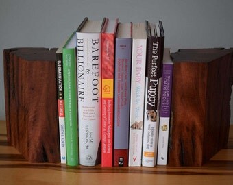 Stringy Bark wood bookends handmade from reclaimed timber for books, CDs, DVDs etc