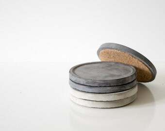 Birthday Housewarming gift Table coasters Desk concrete cork coasters Office Table protection Scratch proof bottom modern beton cement gift