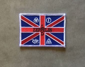 Led Zeppelin -- British flag logo -- iron-on embroidered patch (arpox. 3.5" x 2.5")