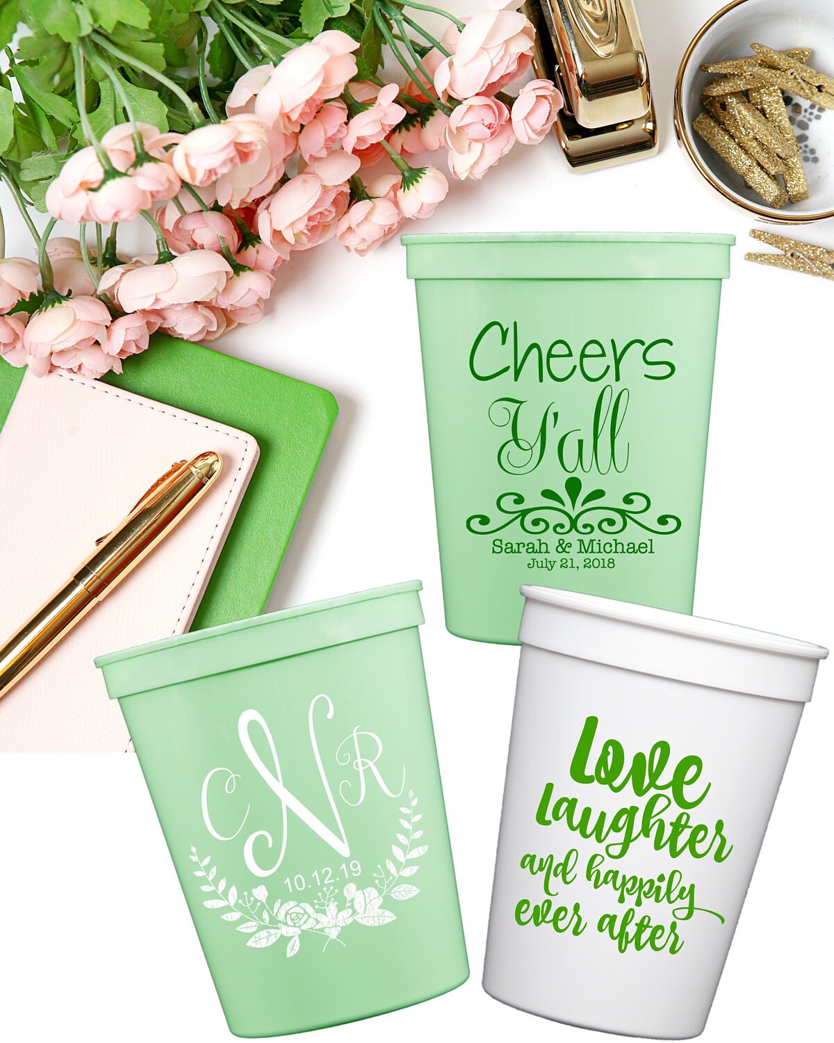 Wedding Plastic Cups Monogramed Cups Personalized Wedding   Il Fullxfull.1173471832 Ffwr 