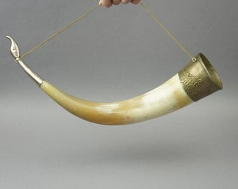 Soviet drinking horn, old horn, horn for wine, drinking horn USSR, vintage horn, cornucopia, wall hanging horn, decor, USSR