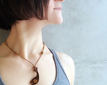 The Fish Pendant - Wooden Necklace - Laser Cut Pendant - Wood jewelry