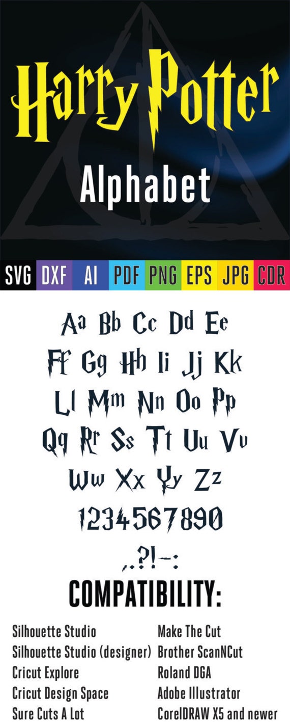 Download Harry Potter Font SVG Alphabet Cuttable letter SVG DXF Eps Png