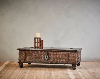 Coffee Table Reclaimed Antique Indian Pitara Wedding Chest Trunk Table Moroccan Decor Mediterranean Interior