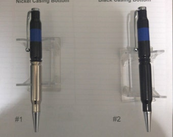 Thin Blue Line Bullet pen 308 caliber rifle cartridge.. Choose your style...Free shipping