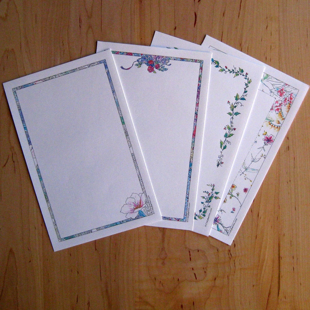 Floral Note Paper Set of 8 Printable Writing Paper 5.5x8.5