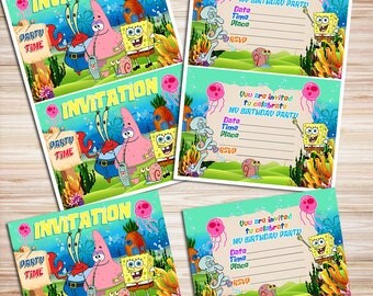 SpongeBob Invitation, SpongeBob Invite, SpongeBob Party, SpongeBob Birthday, Sponge Bob Party, SpongeBob Printable, Sponge Bob Birthday