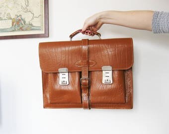 Vintage Mint Leather Top Handle School Bag | Messenger Bag | Leather Briefcase