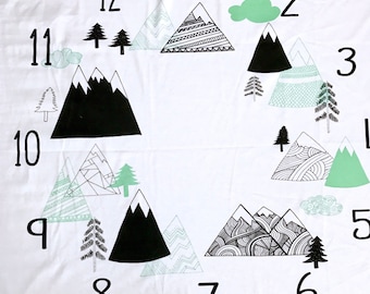 Milestone Blanket, Mountains, Monthly Baby Blanket, Photo Prop, Newborn