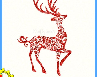 Swirly Deer Christmas Reindeer svg cut file for Cricut Silhouette Scan N Cut Commercial Use