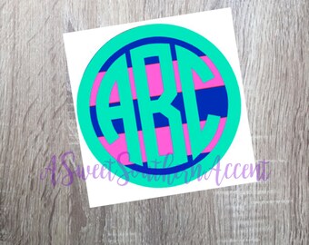 Striped round Monogram Decal for car, laptop, cup, kitchen aid, mixer, notebook, tumbler, rambler, yeti, roadie