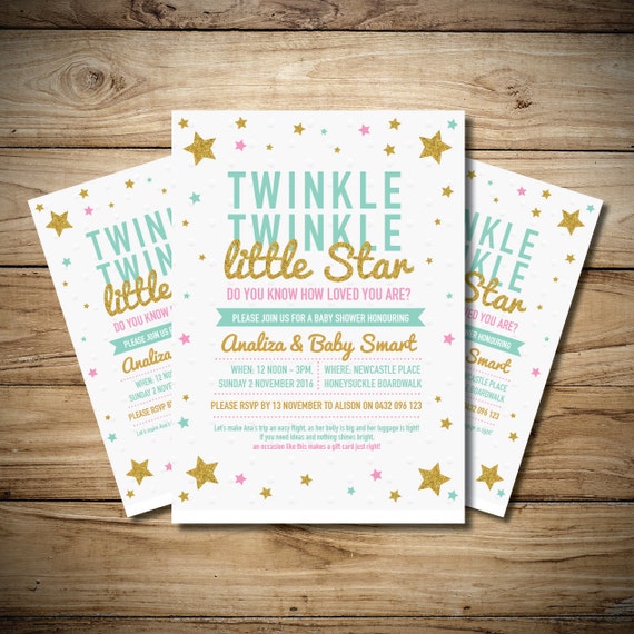 Twinkle Twinkle Little Star Baby Shower Invitation Digital
