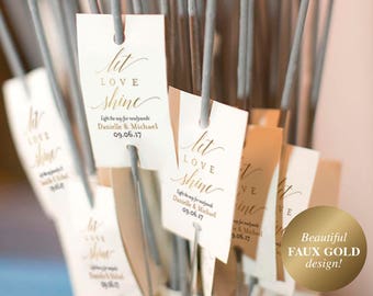Faux Gold Wedding Sparkler Tags, Wedding Sparkler Sign, Sparkler Send Off Sign, Wedding Sign, Gold Wedding, PDF Instant Download #BPB324_46