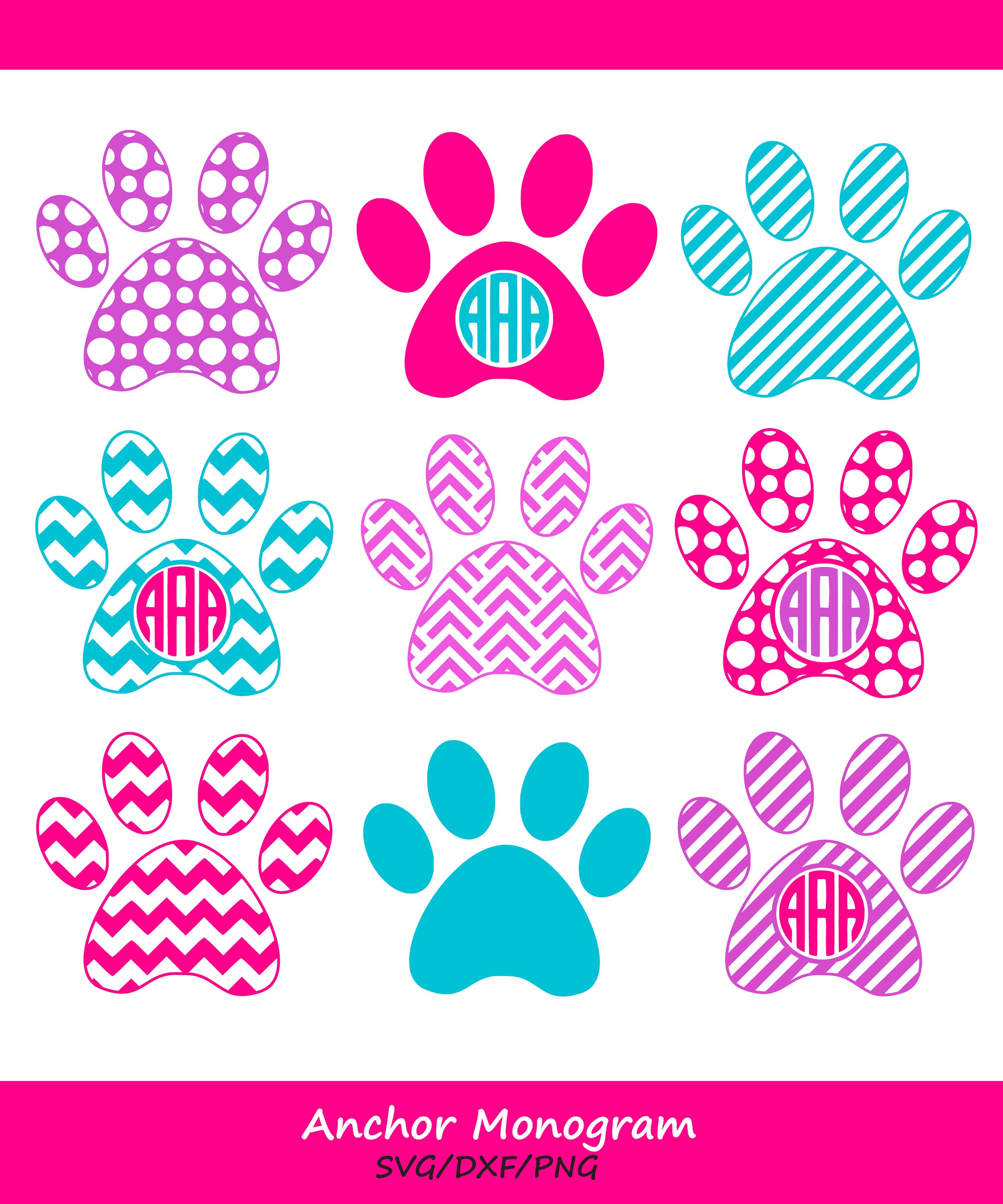 Download Paw Print SVG Paw Print Monogram Dog Paw SVG Die Cuts