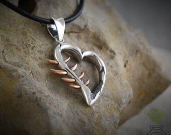 Silver Heart pendant, Corazón Espinado Pendant,SterlingSilver Pendant, Silver necklace