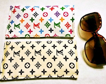 Soft Sunglasses Case with Louis Vuitton Print Fabrics Handmade