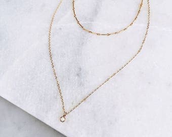 Layering Choker Necklace, Bar Chain, 14k Gold Fill, Swarovski Necklace, Delicate Crystal Necklace, Prom, Dainty Necklace, Layered Necklace,