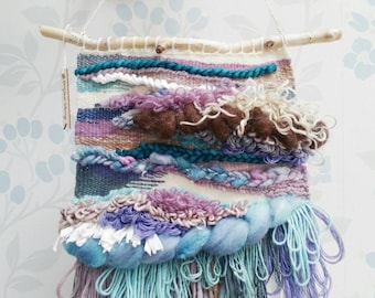 Woven Wall Art 'Marianne' ~ Fibre Art ~ Weaving ~ Tissage ~ Wall Decor ~ Whimsical Decor ~ Blue & Purple ~ Textural Wall Art ~ One of a Kind