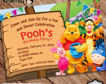 SALE 50% OFF Winnie the Pooh Birthday Invitation - Printable - Pooh Invitation for Kid - Pooh Invite - Pooh Party - Pooh Celebration