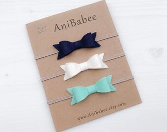 Baby Headband, Baby Bow Headband, Felt Bow Headband, Baby Bow Headband Set, Felt Hair Bows, Newborn Headband, Infant Headband, Baby Bows