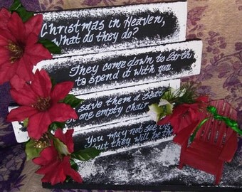 Christmas In Heaven, Christmas Display, Sympathy Gift, Memorial Display, Christmas Decor, Empty Chair Poem, Memorial, Sympathy, christmas