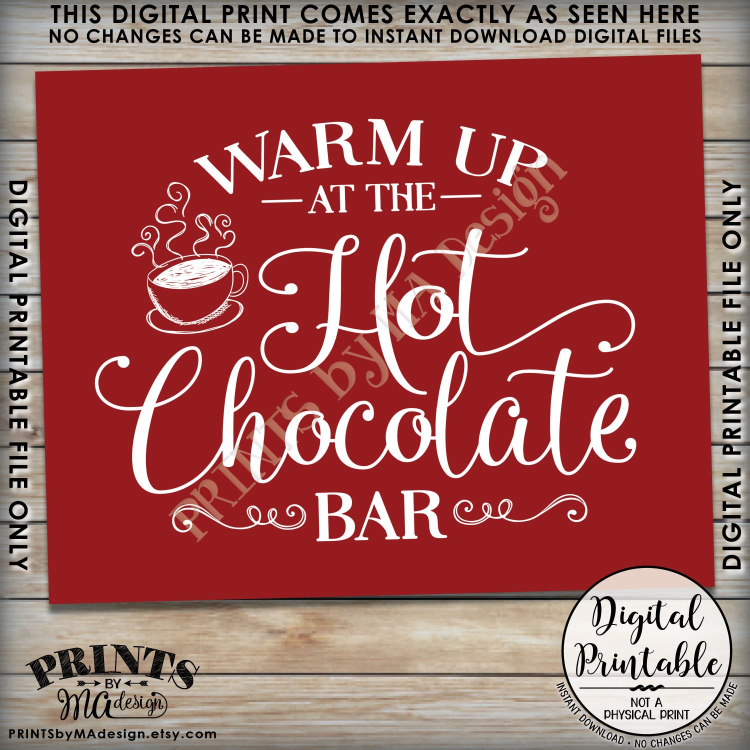 Hot Chocolate Bar Sign, Warm Up at the Hot Chocolate Bar, Hot Cocoa