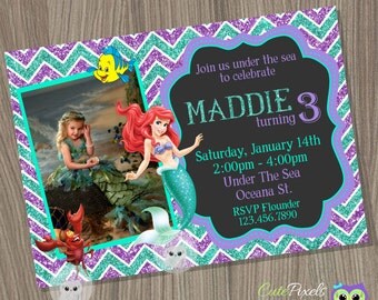 Little Mermaid Invitation, Ariel Invitation, Disney Little Mermaid, Little Mermaid Birthday, Princess Ariel, Mermaid Invitation