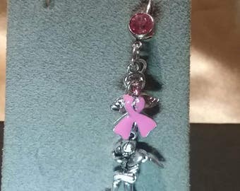 Breast cancer football bellybutton rings
