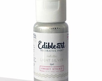 FAST SHIPPING!! Metallic Light Silver Edible Art Paint, Edible Food Color