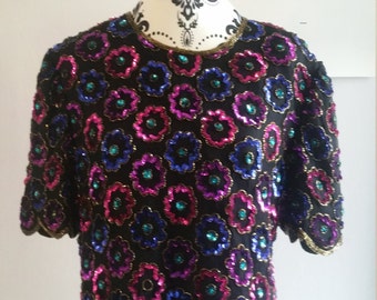 Vintage embellished scalloped top