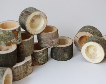 6 wood candle holder, Log tealight candle holder, Rustic candle holder, Wood candle holder, Rustic home decor, Rustic wedding decor