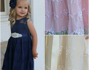 Navy Blue Flower Girl Dress,Navy Lace Girl Dress, rustic Flower Girl Dress,Flower Girl Dresses country,Junior Bridesmaid Dress,baby dress