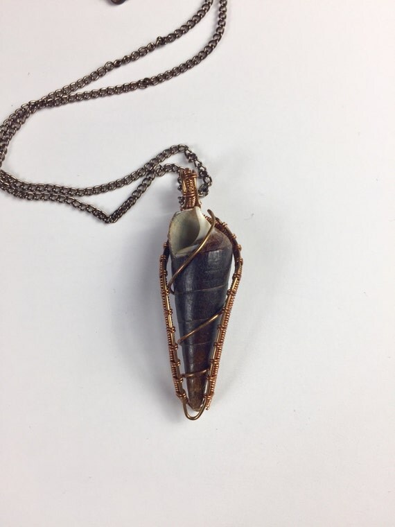 Items similar to Shell copper wire wrapped pendant on Etsy