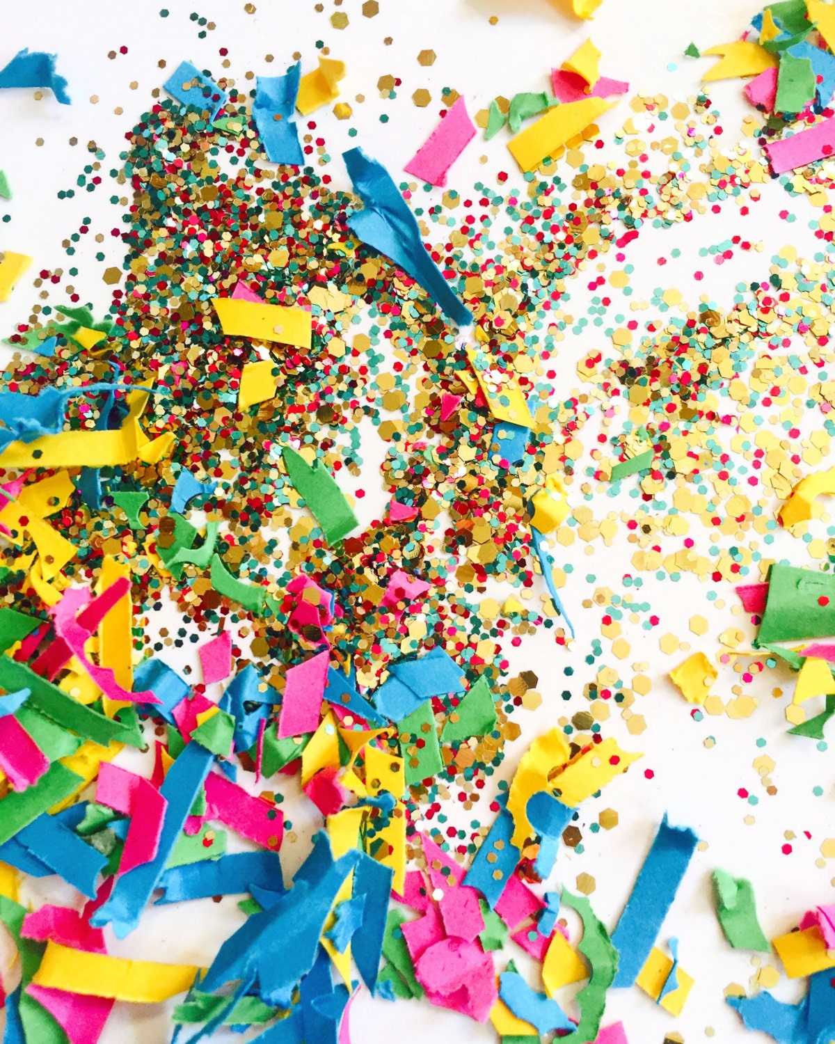 Confetti Toss Set Blue Pink Green Yellow and Gold Pink